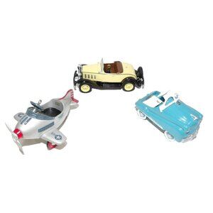 HALLMARK vintage Christmas Ornaments set of three Car, Airplane 2.5 - 3.75" long